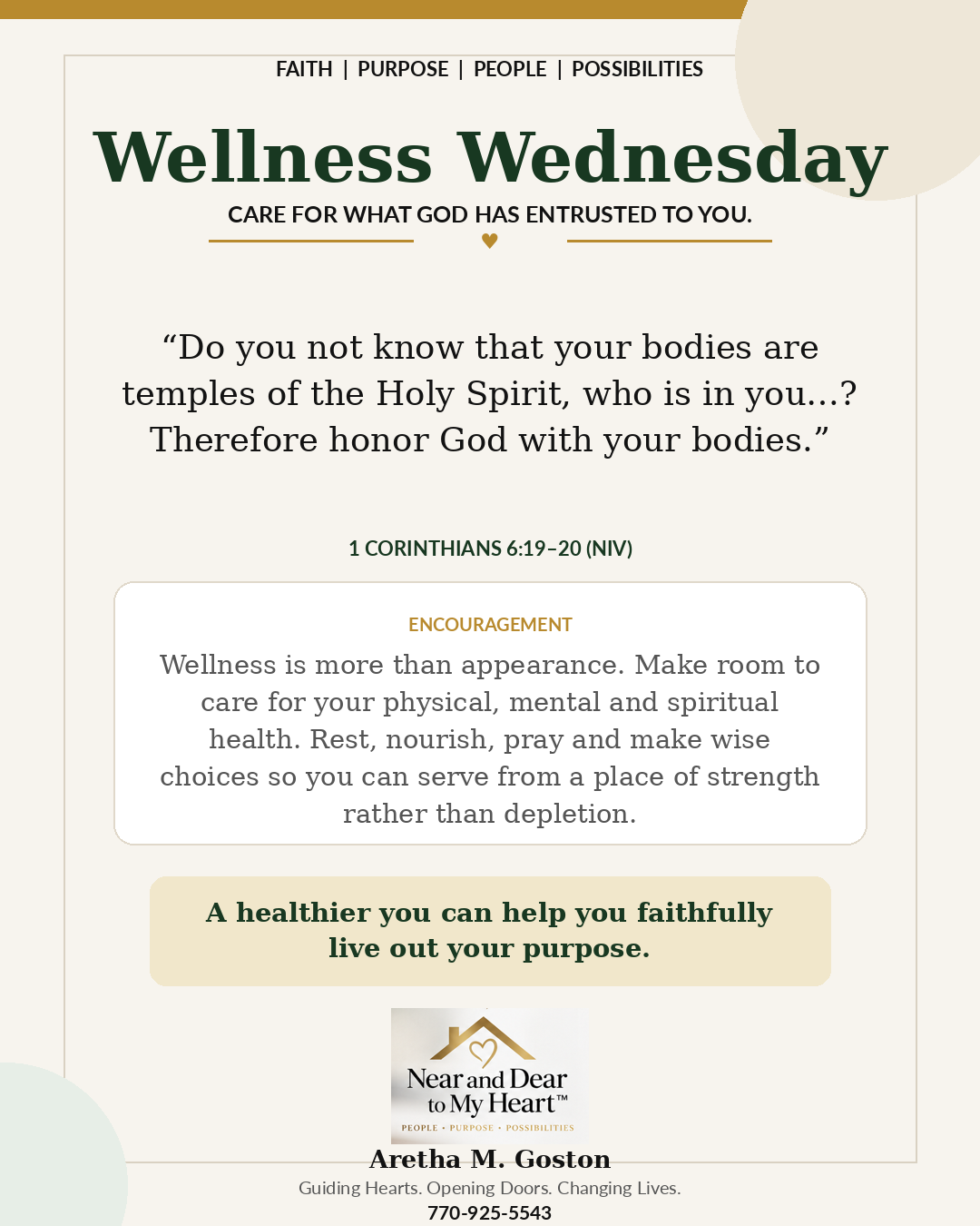 Wellness Wednesday Scripture and encouragement graphic